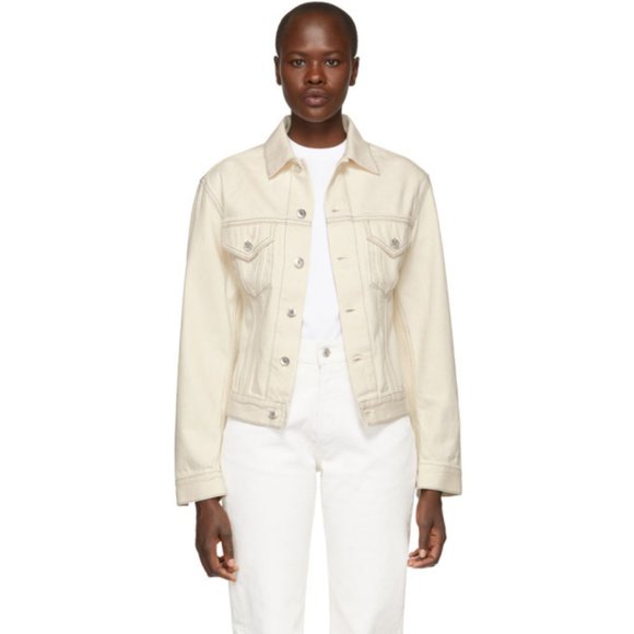 Helmut Lang White Denim Femme Trucker Jacket - Picture 1 of 7
